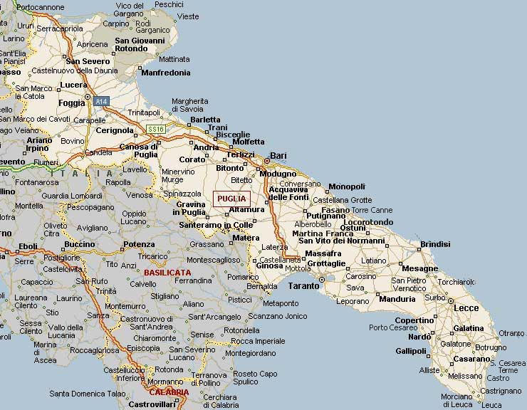 Cartina Geografica Della Puglia Stradario Mappa