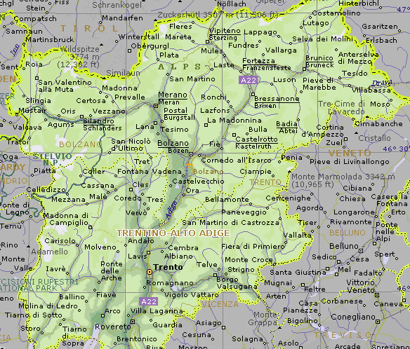 Cartina Geografica del Trentino Alto Adige - Mappa - Carta