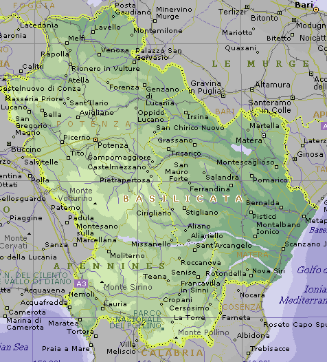 Cartina Geografica della Basilicata - Mappa - Carta