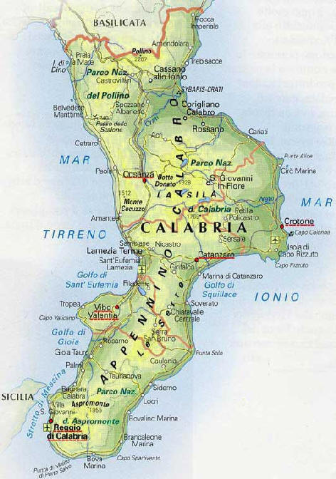 Cartina Geografica della Calabria - Mappa - Carta