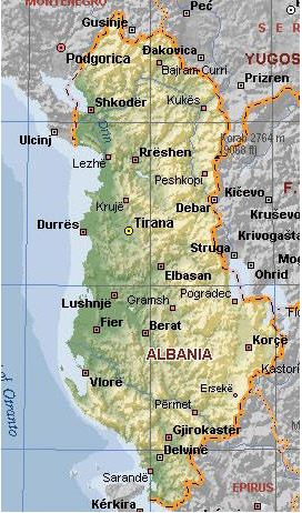 Cartina geografica dell'albania - mappa carta