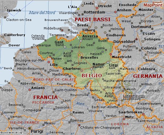Cartina geografica del Belgio Belgium - mappa carta